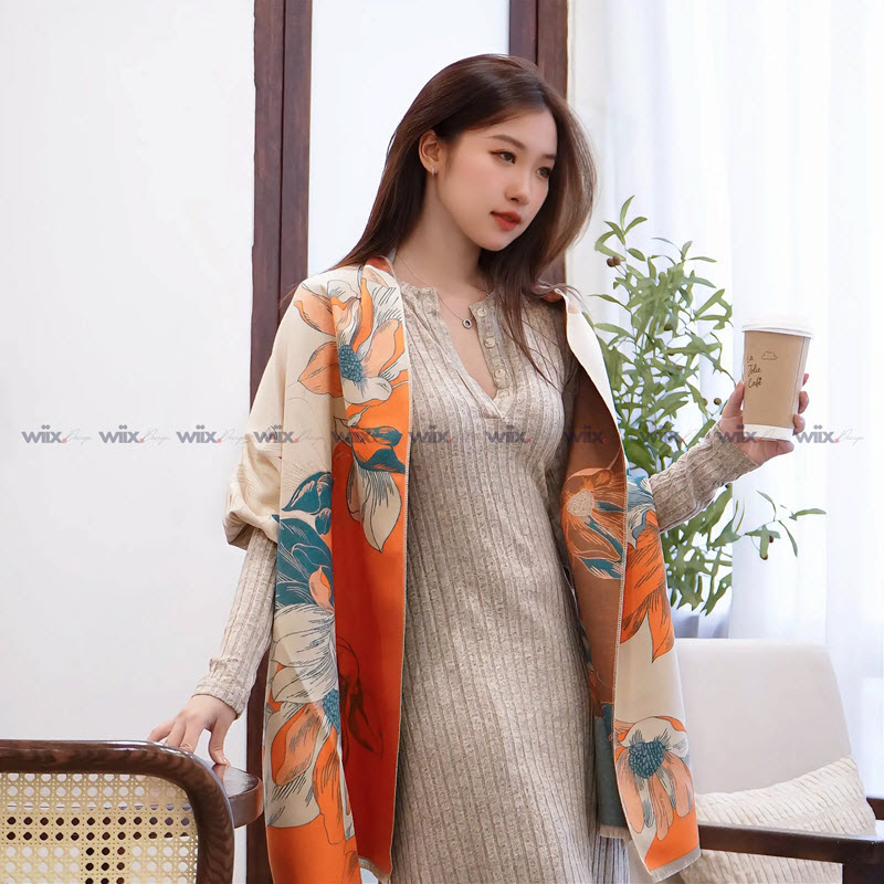 Khăn quàng cổ cao cấp len Cashmere cho nữ KQ-WD20 thiết kế sang trọng